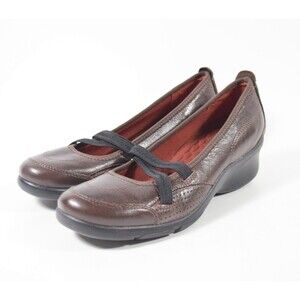 Privo by Clarks Aria Oxblood Leather Mary Jane Wedge Shoes Sz 7.5M